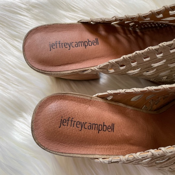 Jeffrey Campbell Favela Woven Mules Pointed Toe In Tan Size 8.5 - Picture 2 of 14
